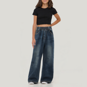 High quality casual straight-leg girls' denim trousers