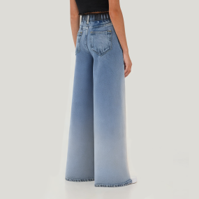 Washed casual straight girls denim pants