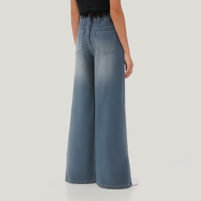 New elastic waist girls wide leg denim trousers