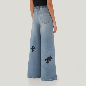 High quality cross patch girls' denim trousers