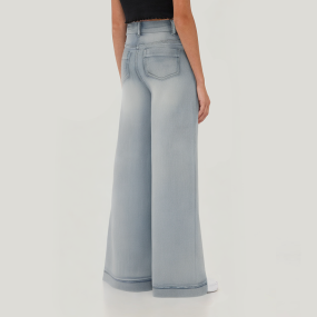 Rhinestone embellished wide-leg girls' denim trousers