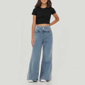 New fashionable wide leg girls denim pants