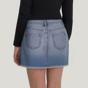 Blue high waist ripped girls denim skirt