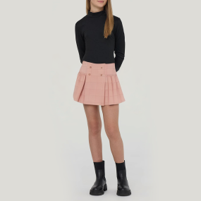 New pink plaid pleated girls short skirt