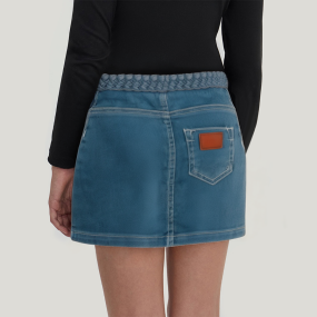 High quality blue girls' knee-length denim skirt