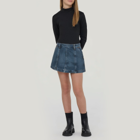 Blue seam wrinkle-resistant girls denim skirt
