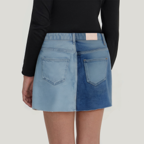 Contrast color stitching high waist girls denim skirt