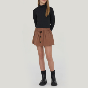 Ribbed knit buttoned A-line girls' skirt