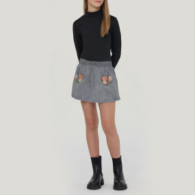 Casual floral print girls' denim skirt