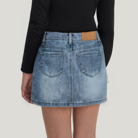 Butterfly embroidered girls' denim skirt