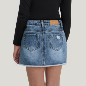 High waist hip-wrapped washed girls denim skirt