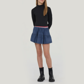Summer colorful belted girls' denim skirt