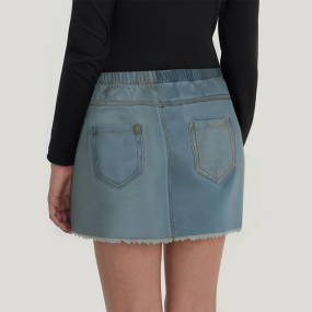 Contrast color patchwork high waist girl's denim skirt