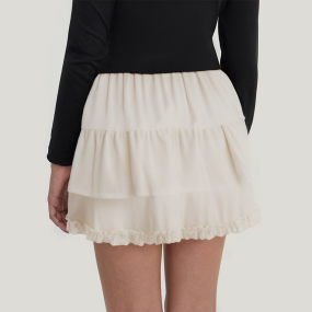 Layered pleated elastic waist girls' short skirt