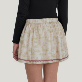 Floral print elastic waist girls' skirt