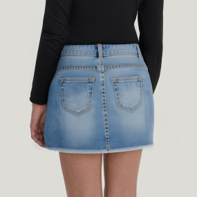 High waist slim washed girls denim skirt
